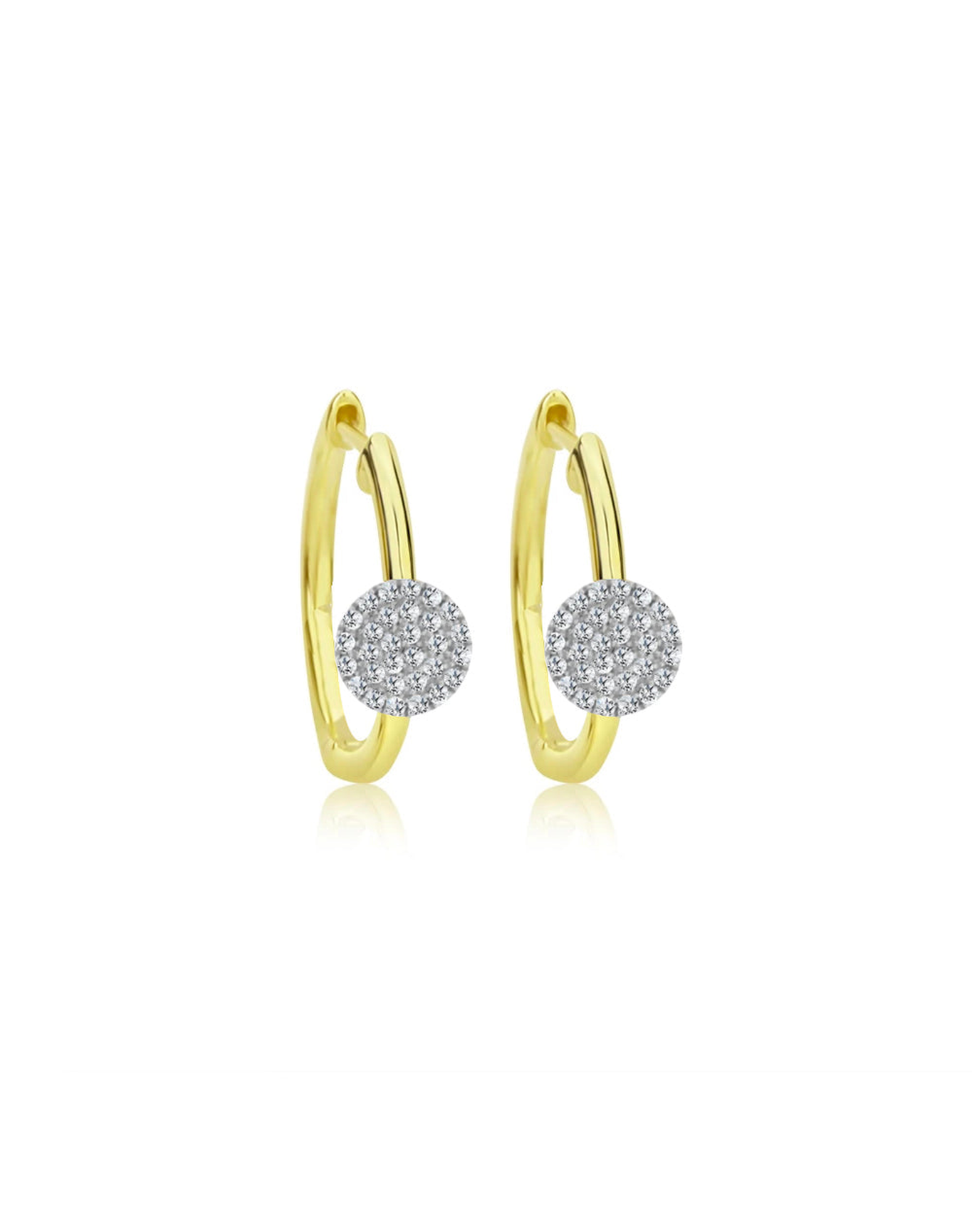 Diamond Disk Hoops | 14kt Gold