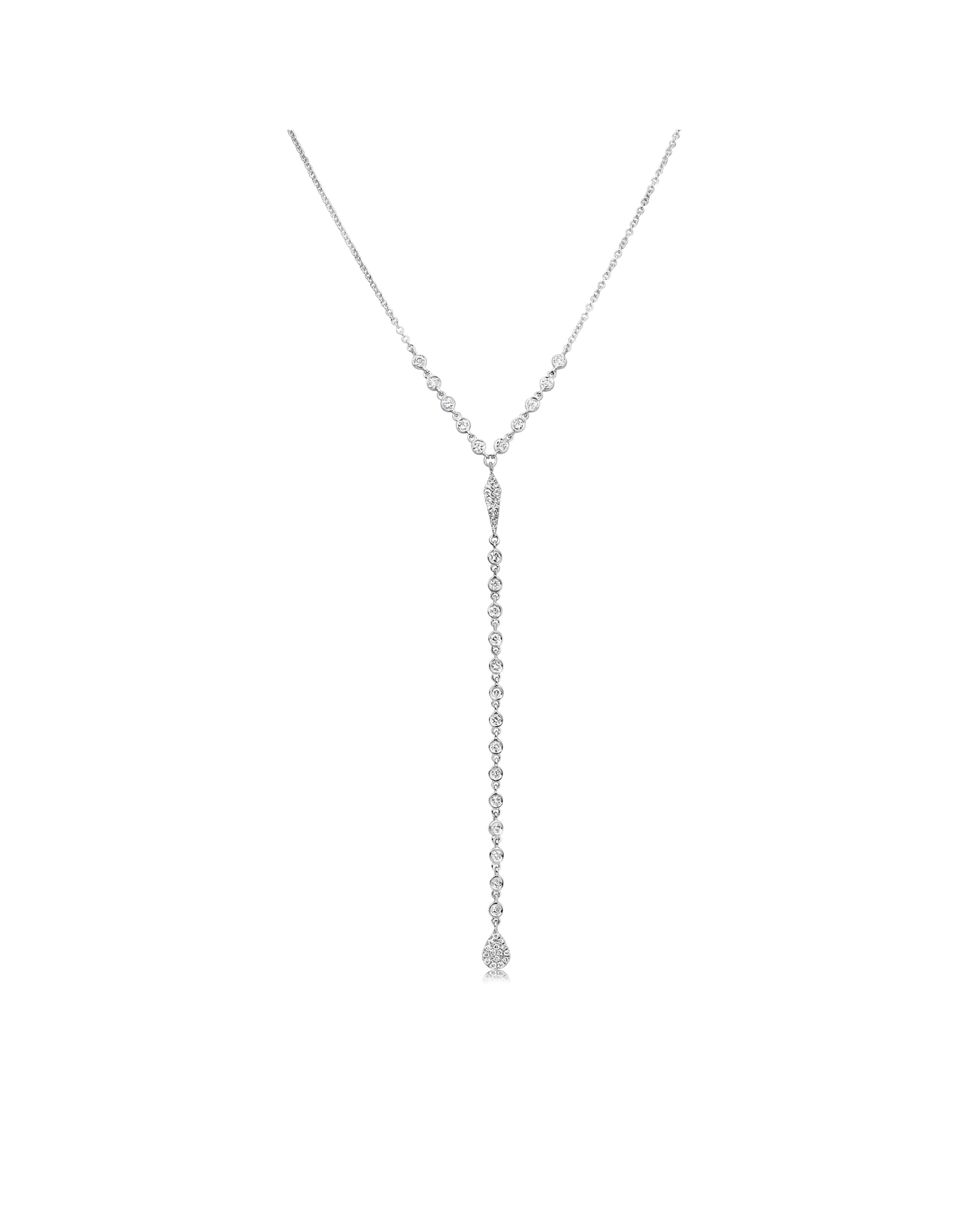 Diamond Drop Lariat | White Gold