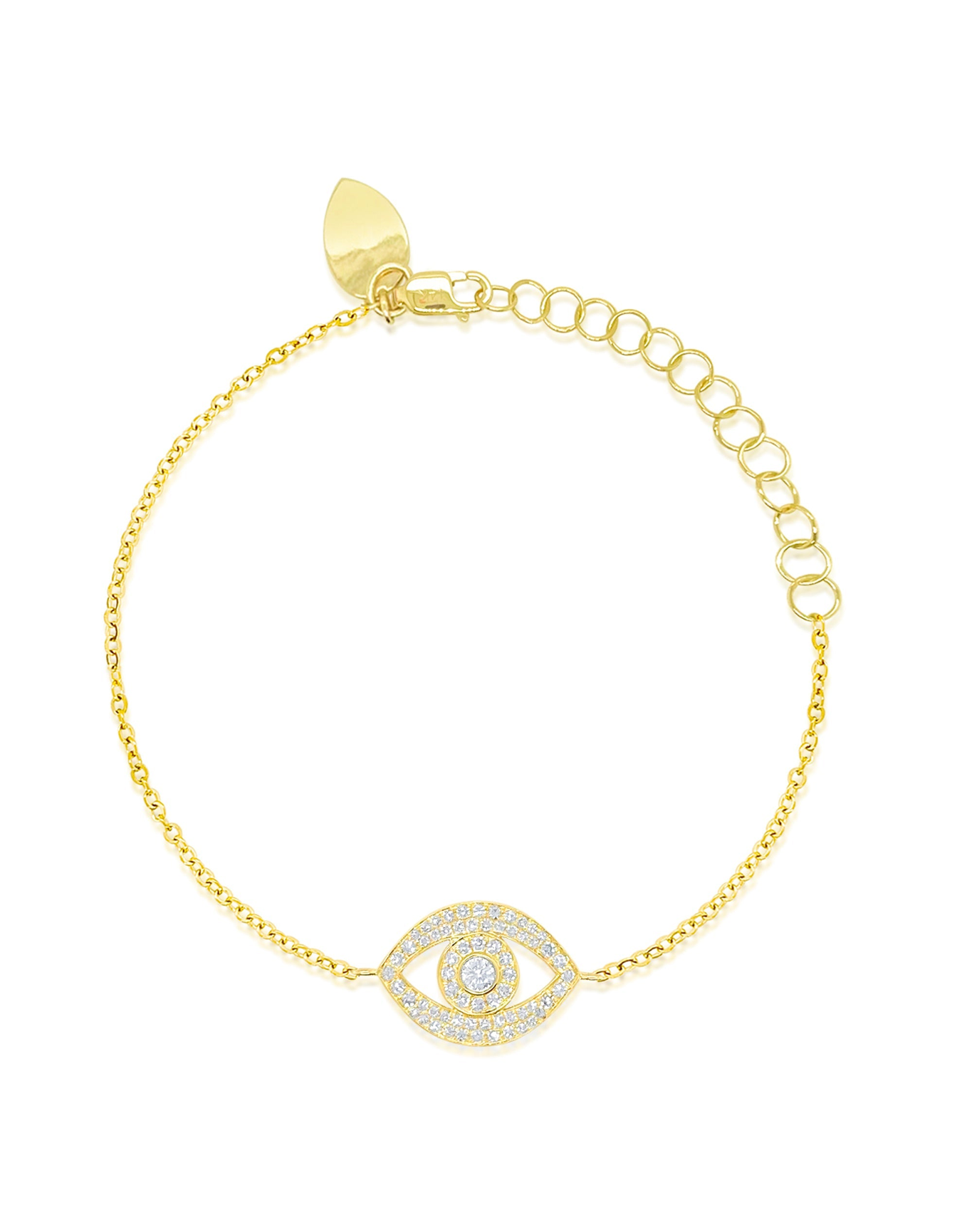 Diamond Evil Eye Bracelet | 14kt Yellow Gold