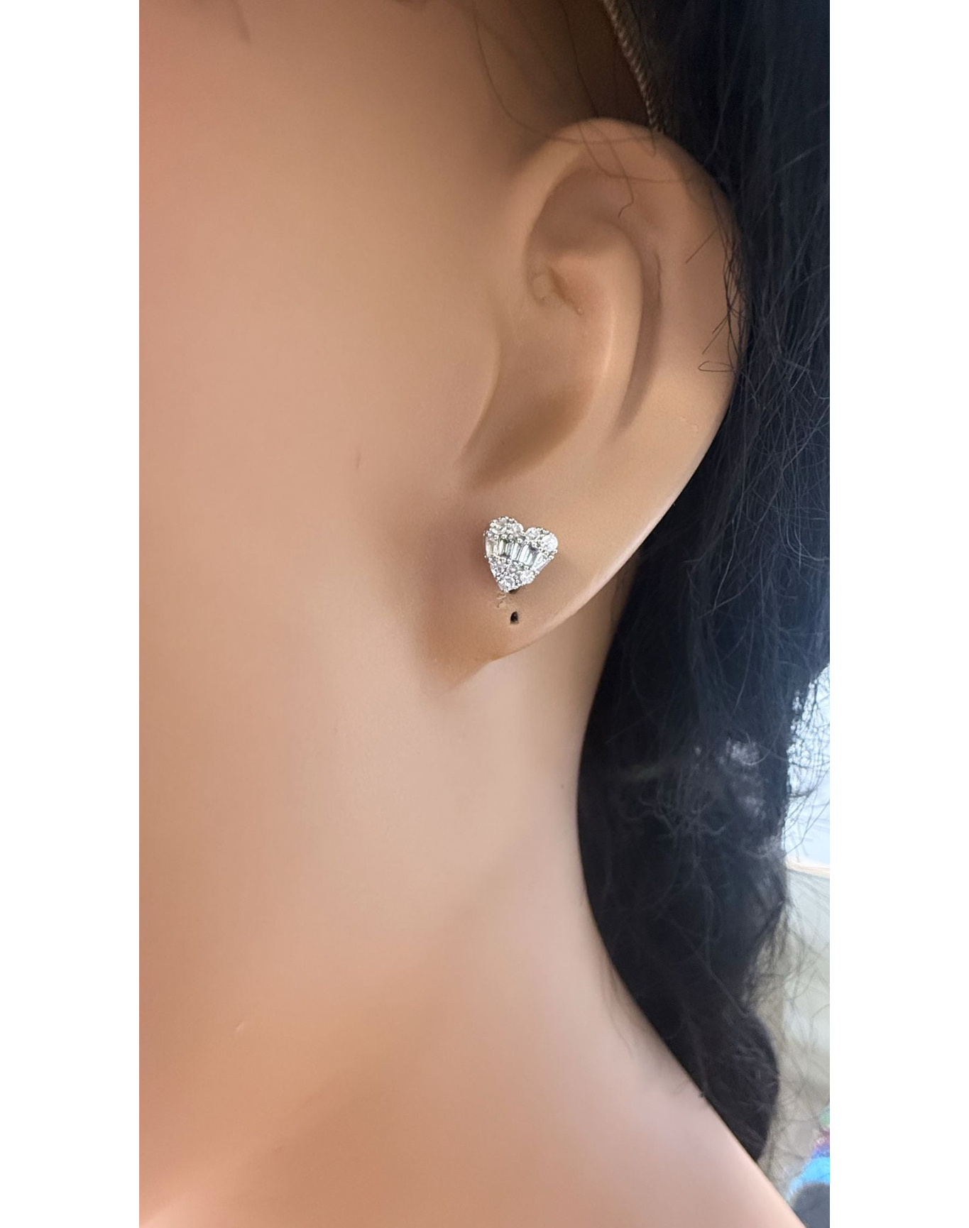Diamond Heart Illusion Studs | White Gold