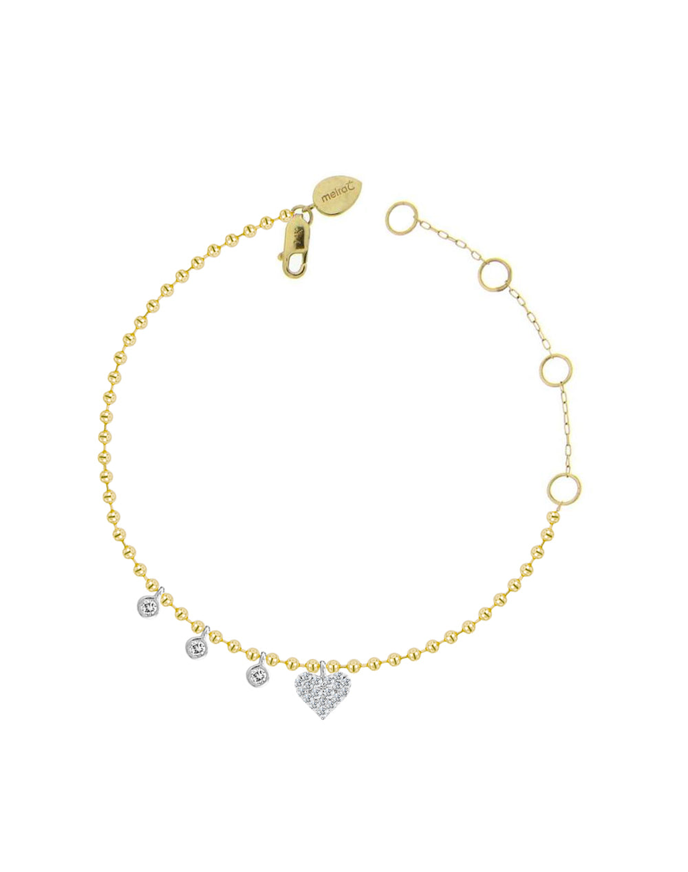 Diamond Heart Spot Chain Bracelet | 14kt Yellow Gold