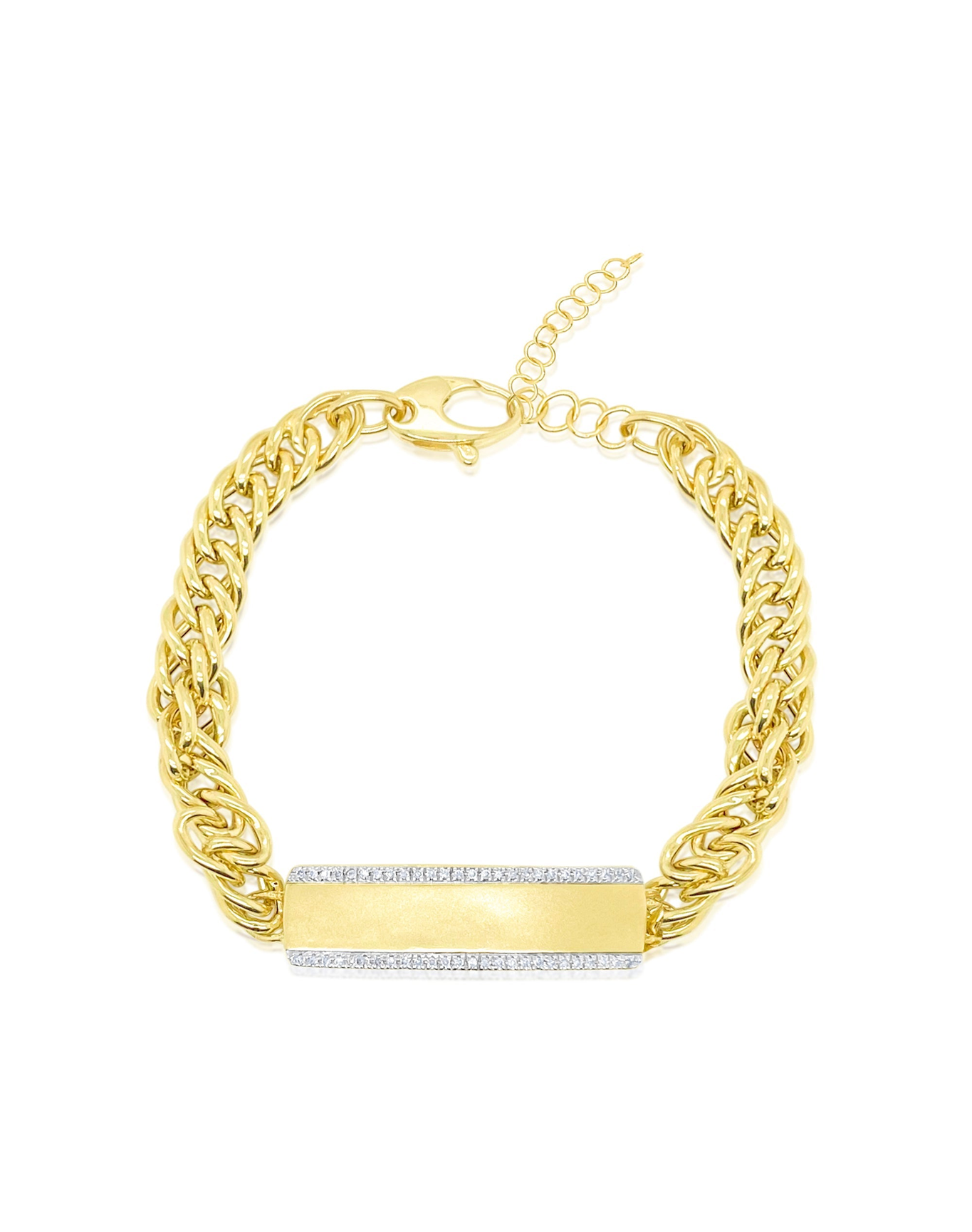 Diamond ID Cuban Chain Bracelet | Yellow Gold