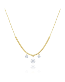 Diamond Starburst Snake Chain Necklace | 14kt Yellow & White Gold