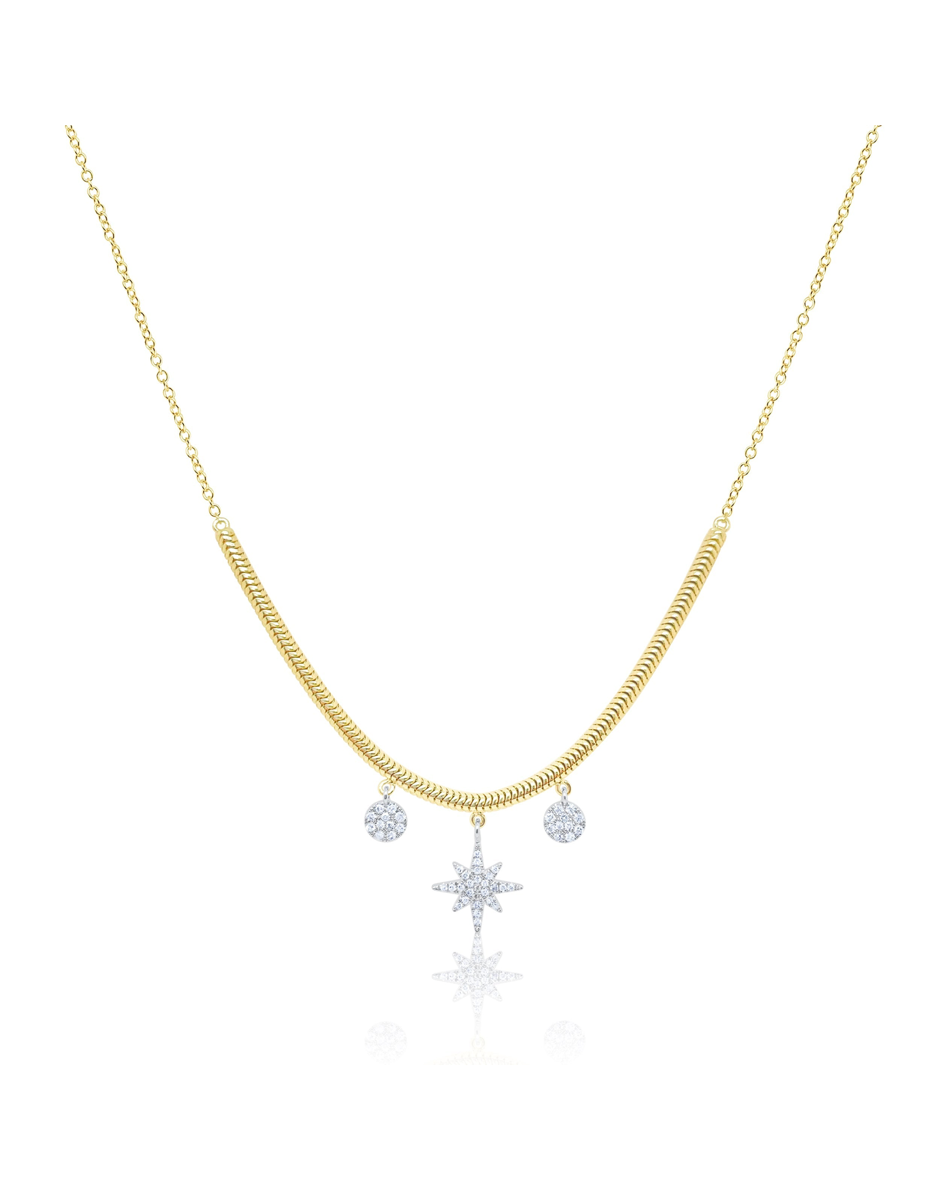 Diamond Starburst Snake Chain Necklace | 14kt Yellow & White Gold