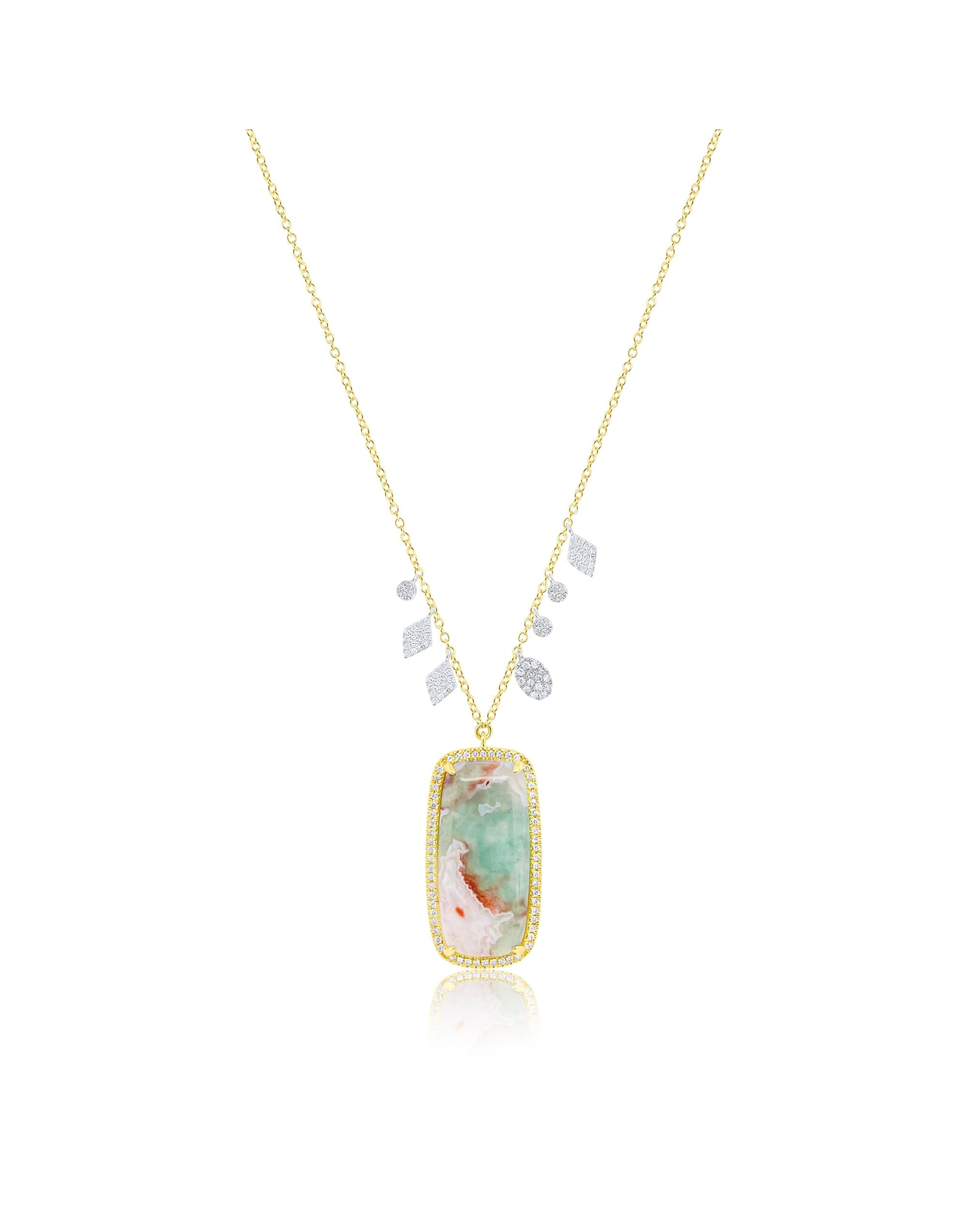 Diamond and Aquaprase Necklace | Yellow Gold