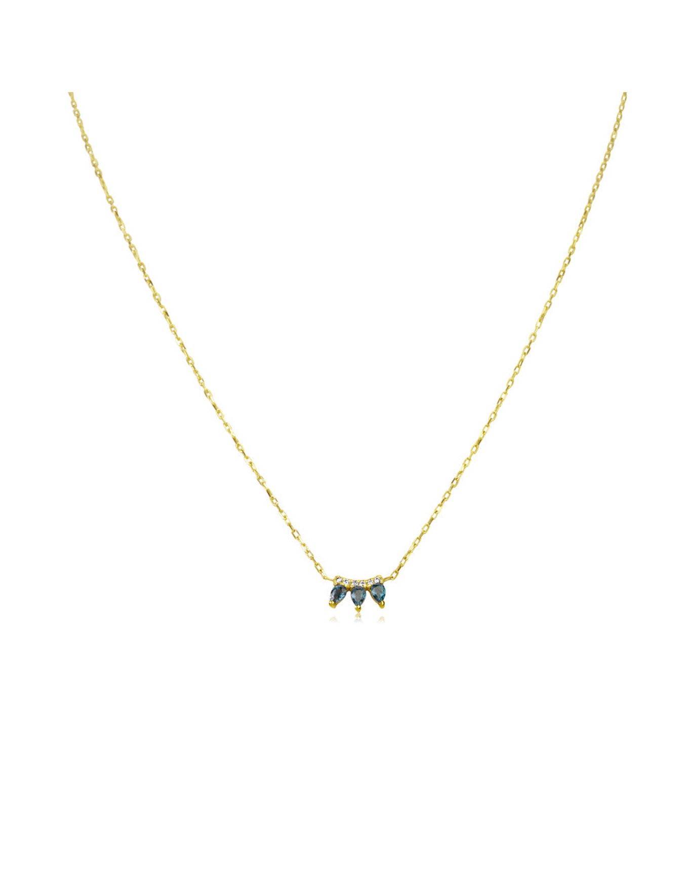 Diamond and Blue Topaz Necklace | Yellow Gold
