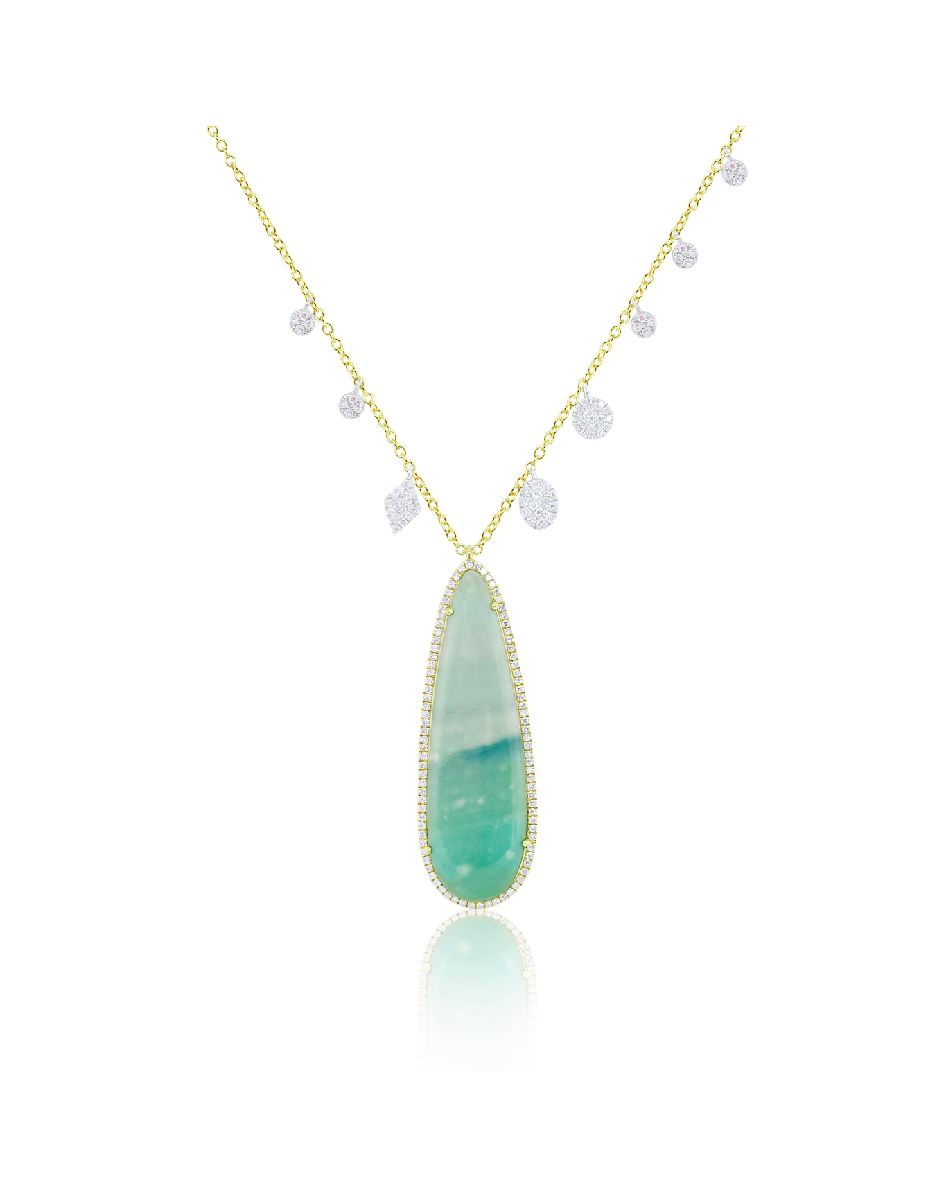 Diamond and Opalized Wood Necklace | 14kt Yellow Gold