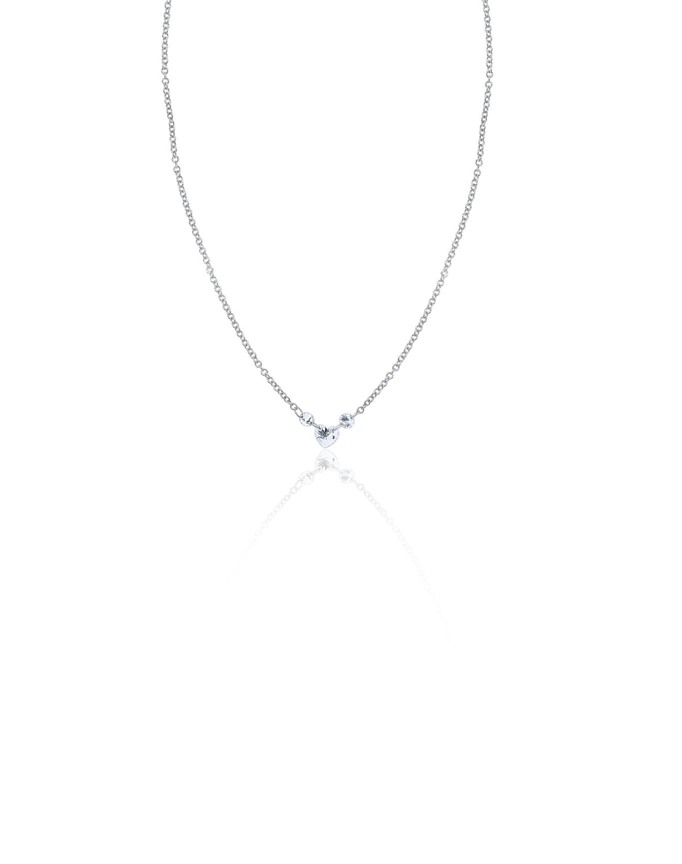 Diamonds and Diamond Heart Necklace | White Gold