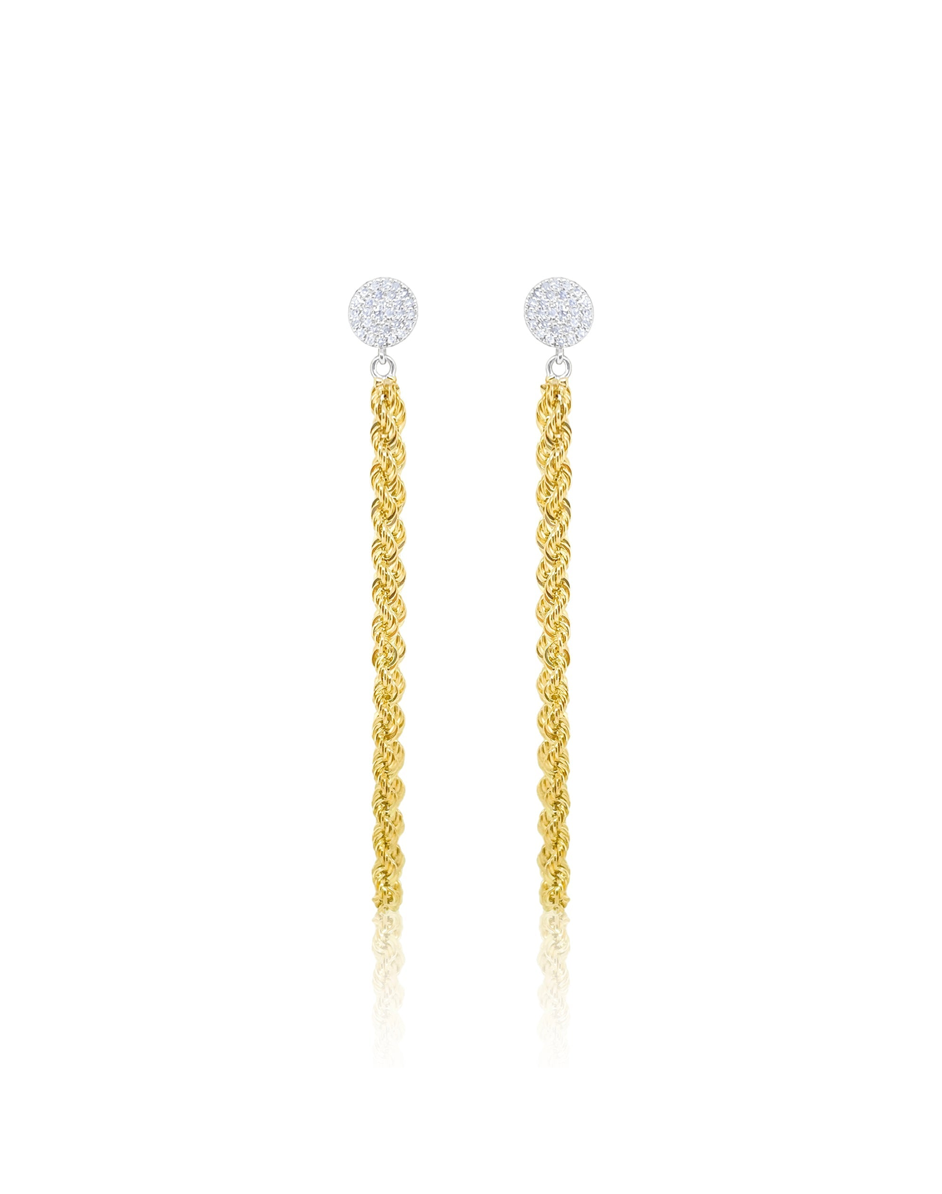 Disc .20 Ct Diamond Rope Earrings | 14 kt Yellow Gold