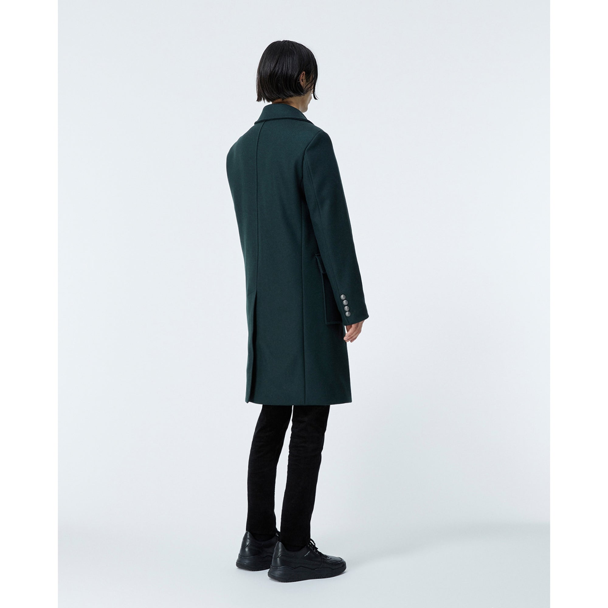 Double-Breasted Bottle Coat In Wool | Men | Dark Green