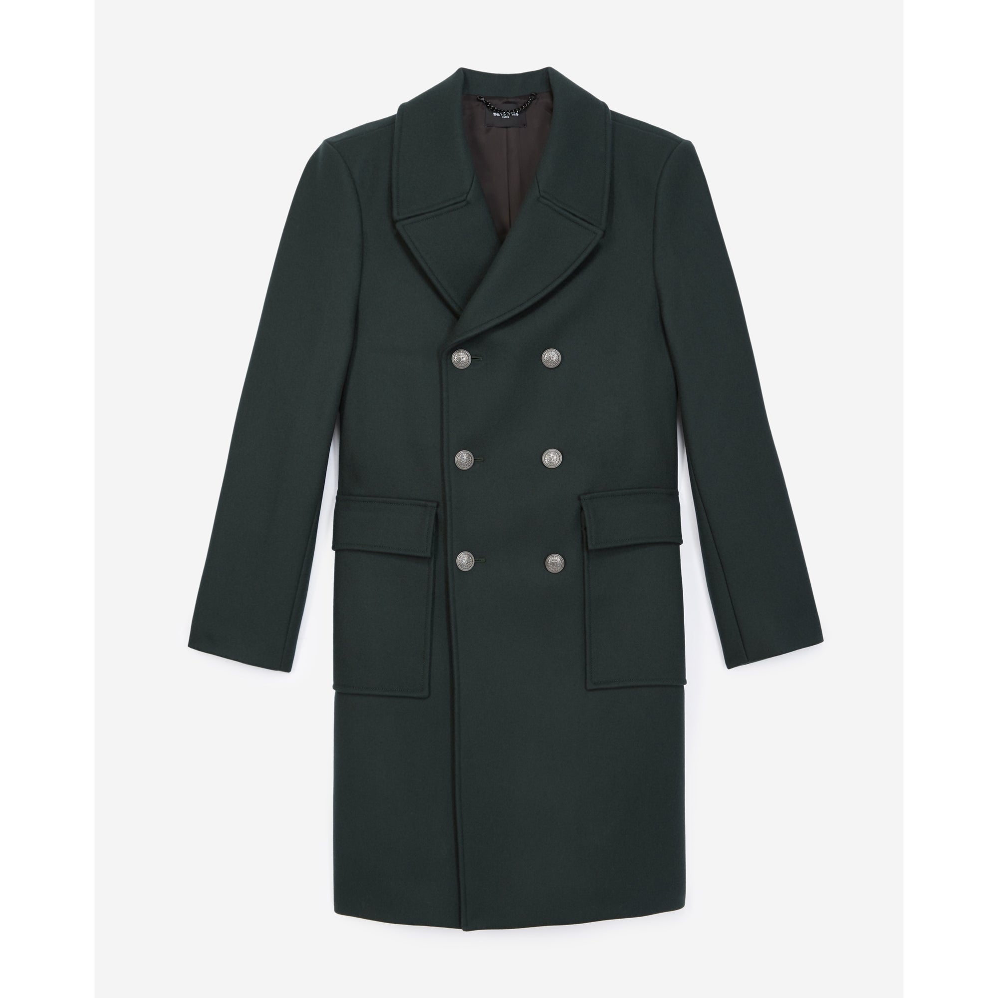 Double-Breasted Bottle Coat In Wool | Men | Dark Green