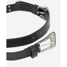 Double Buckle Western-Style Belt | Women | Black