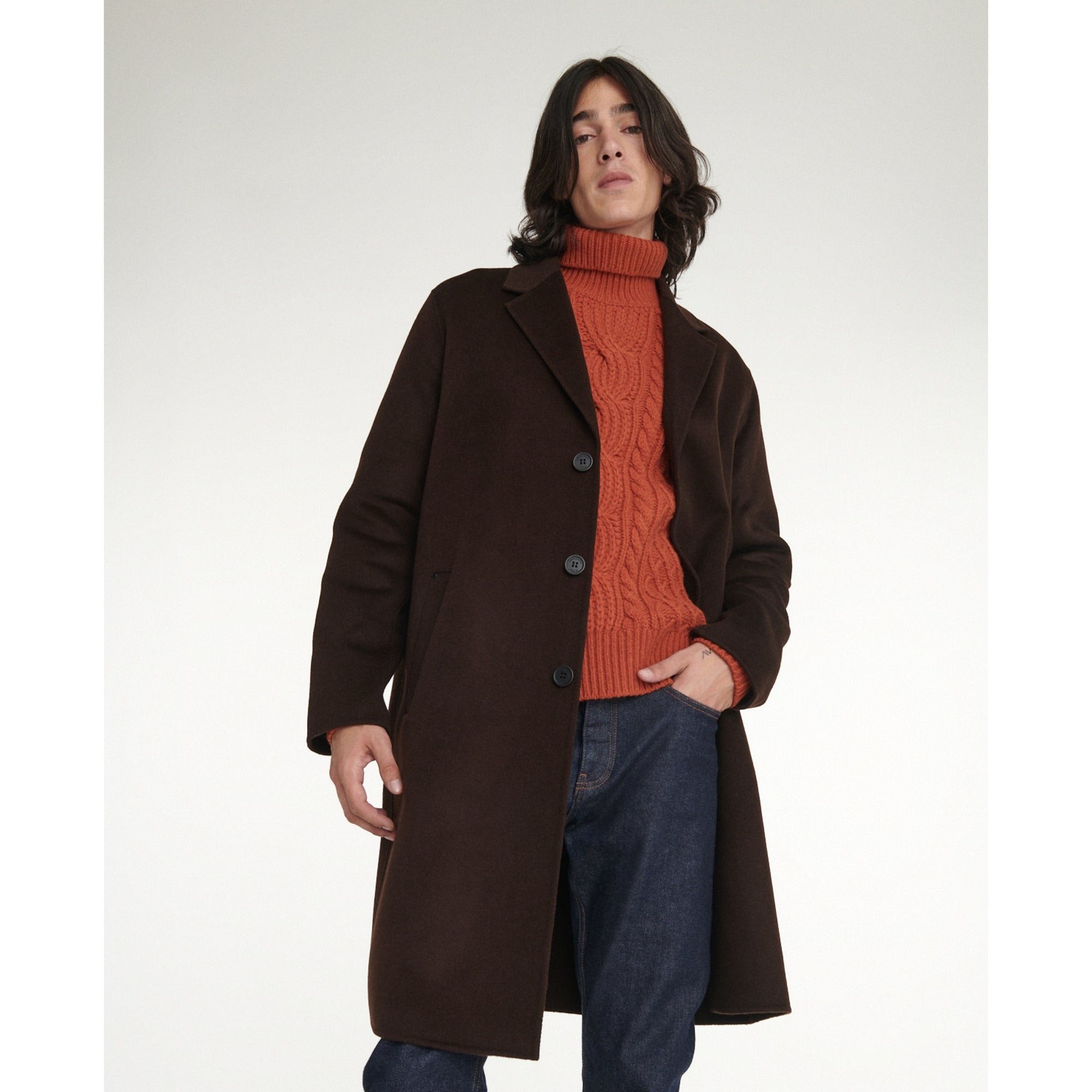 Double-Faced Wool Coat | Men | Brown