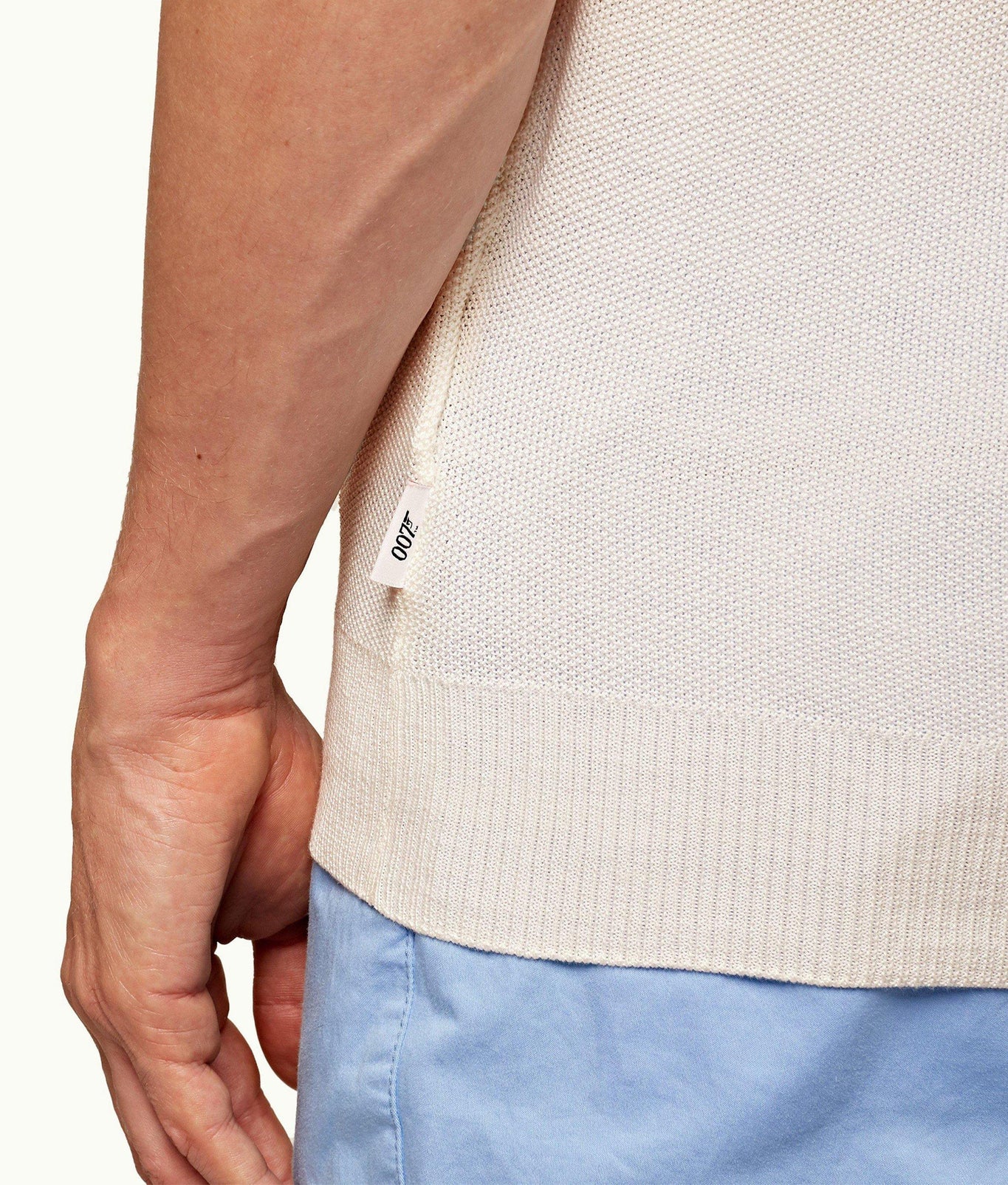 Dr. No Knitted Polo 007 Tailored Fit Silk Polo Shirt | Ivory