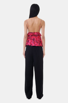 Drapey Melange Pleat Trousers | Black