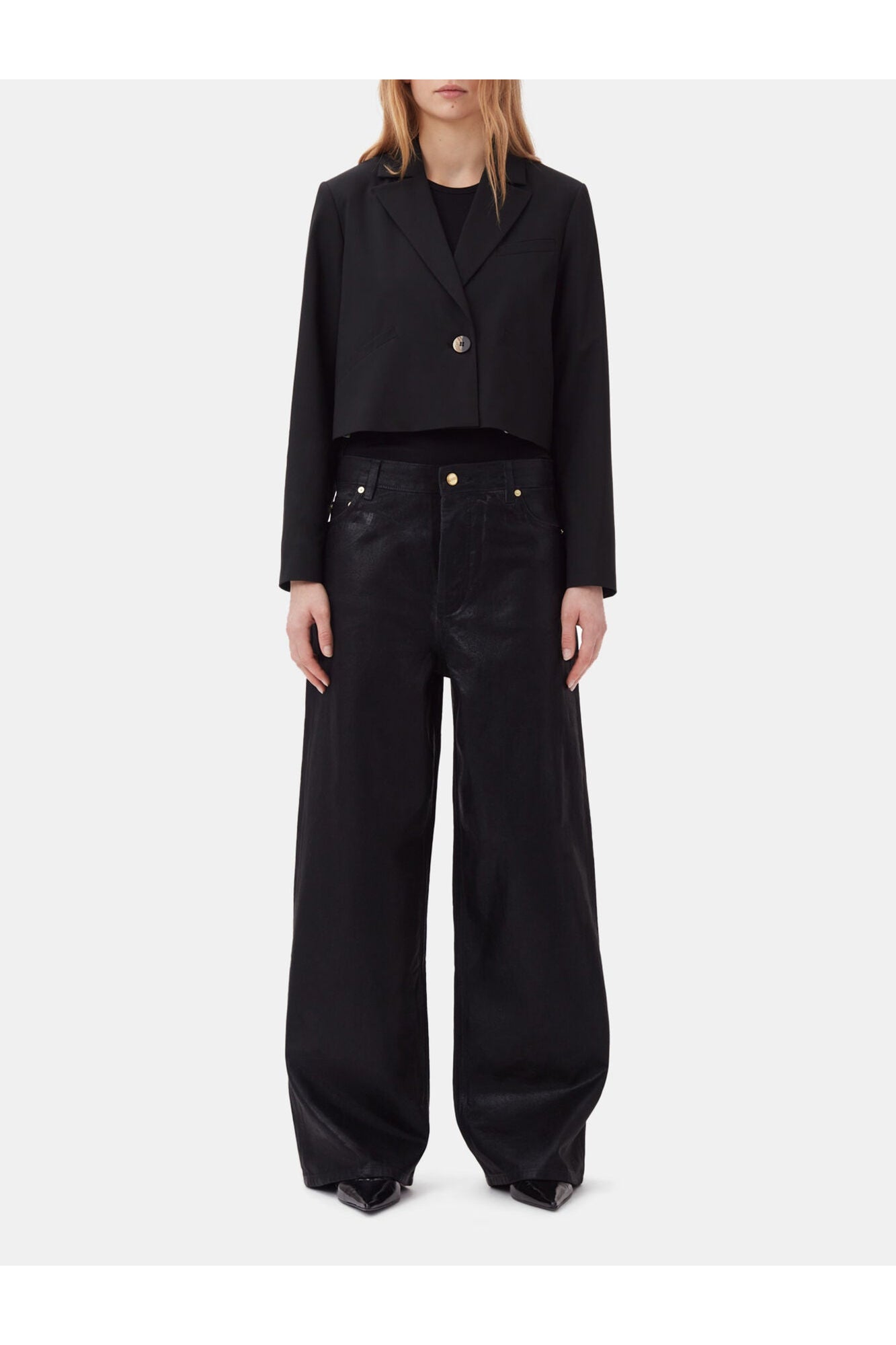 Drapey Melange Short Blazer | Black