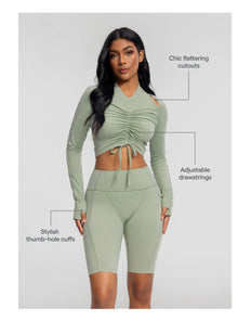 Drawstring Crop Top | Sage Green