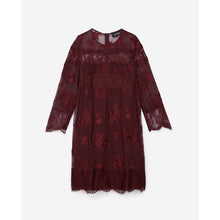 Dress In Embroidered Fabric With Lace | Women | Burgundy