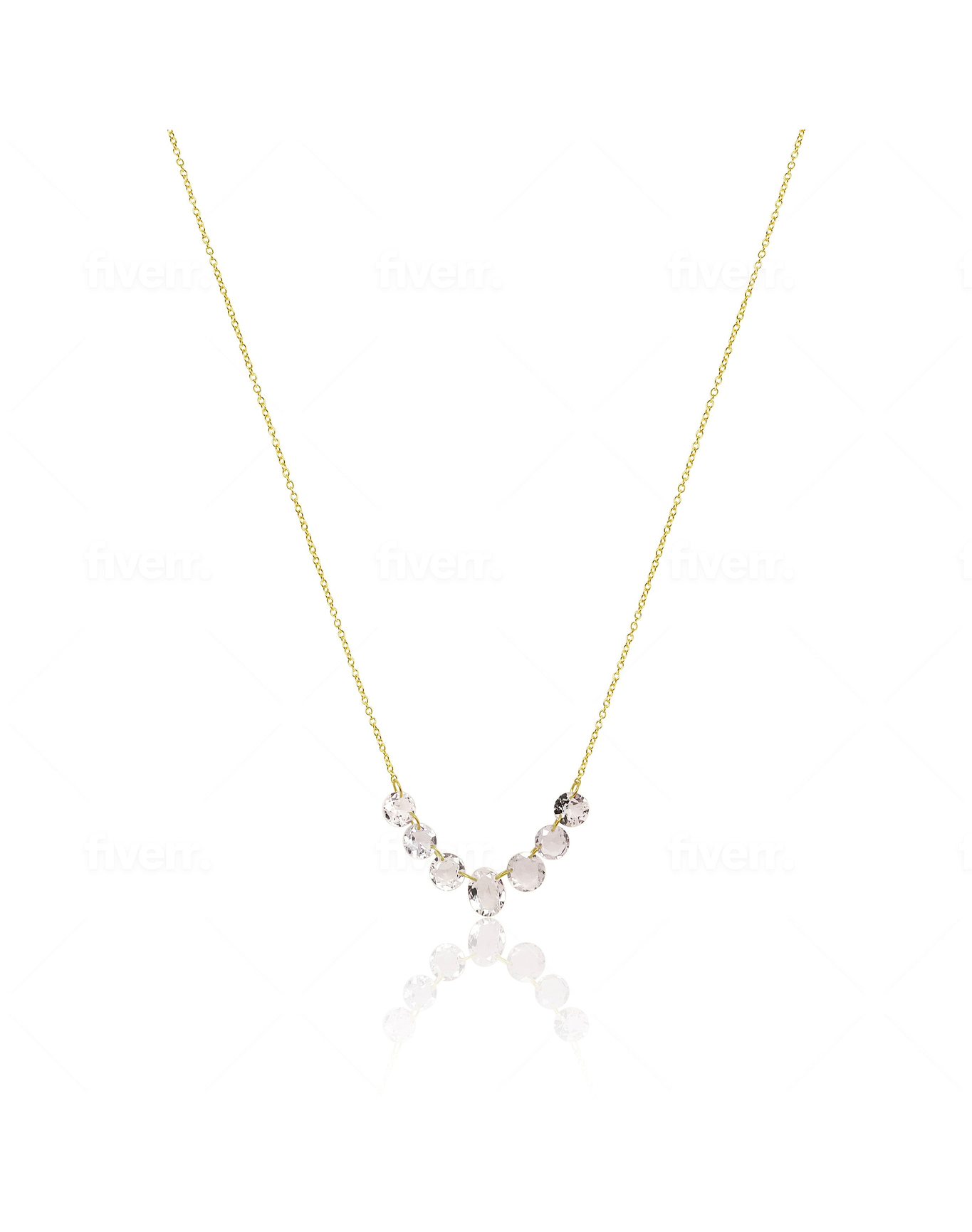 Drilled White Topaz Necklace | Yellow Gold