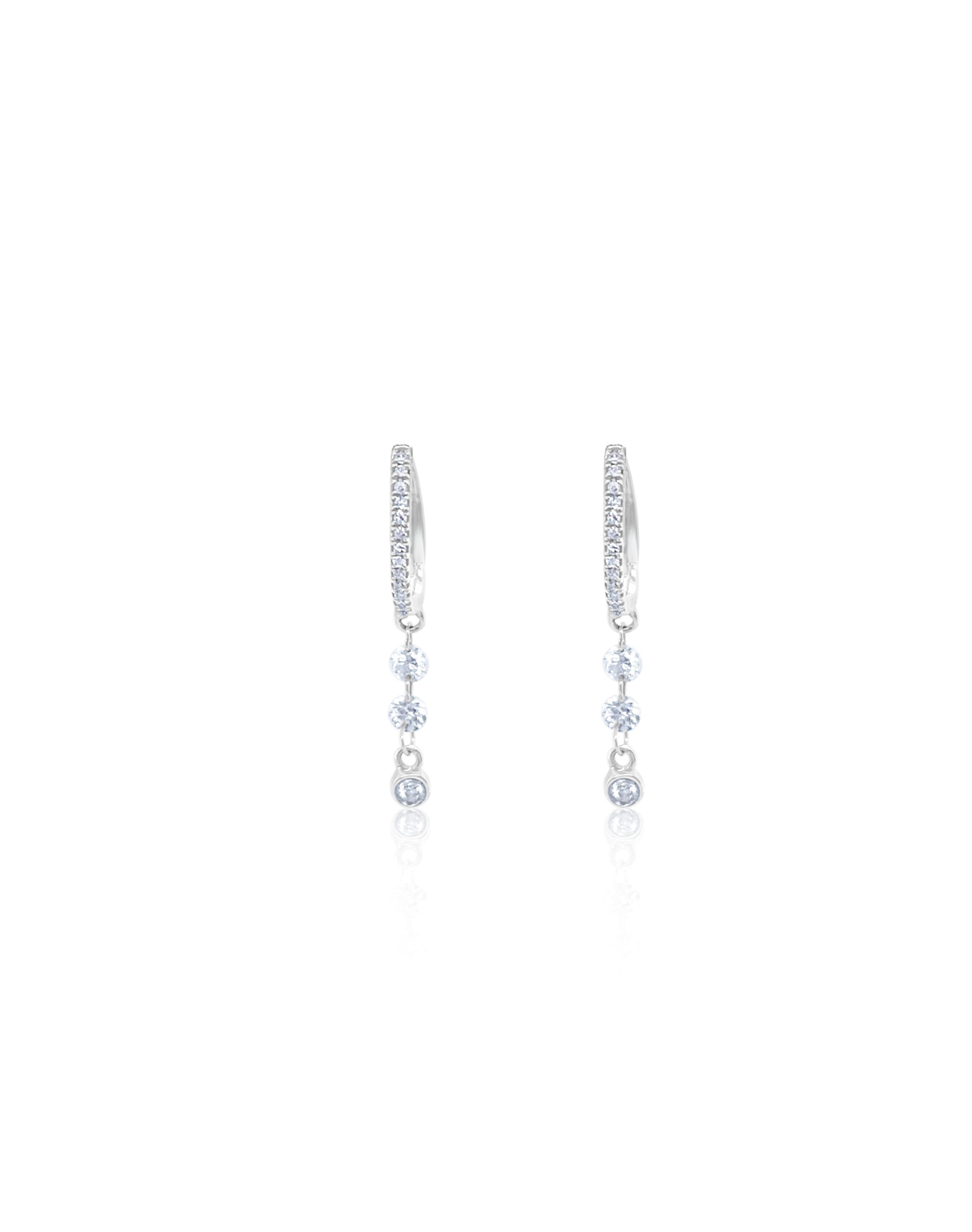 Drop Drilled Diamond Huggies | White