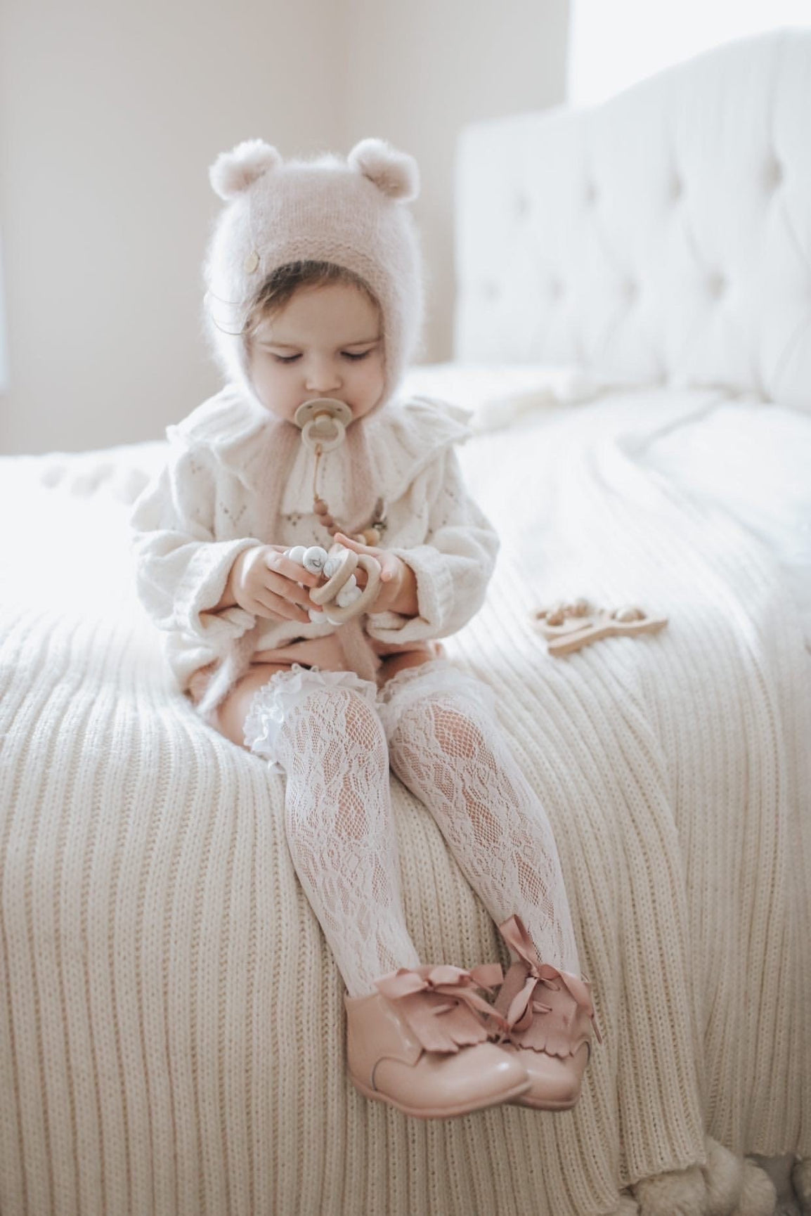 Dusty Pink Cashmere Teddy Hat