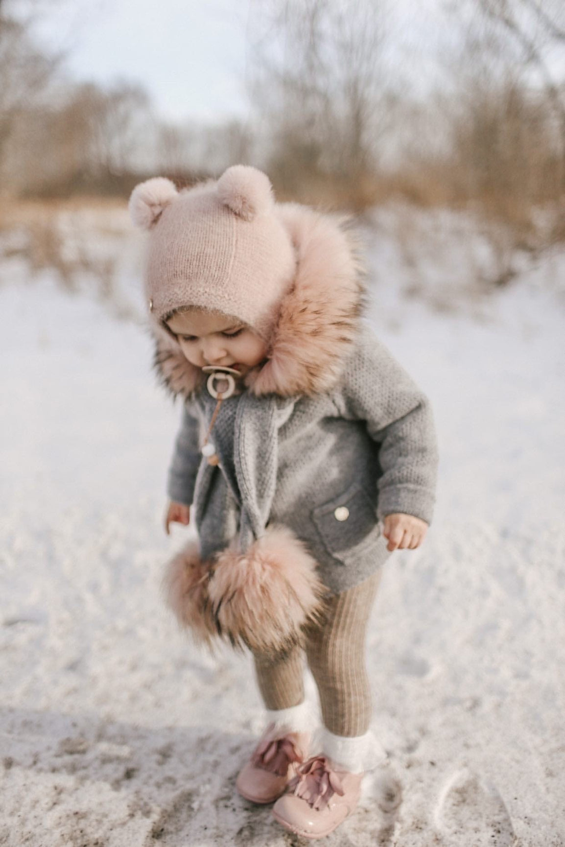 Dusty Pink Cashmere Teddy Hat