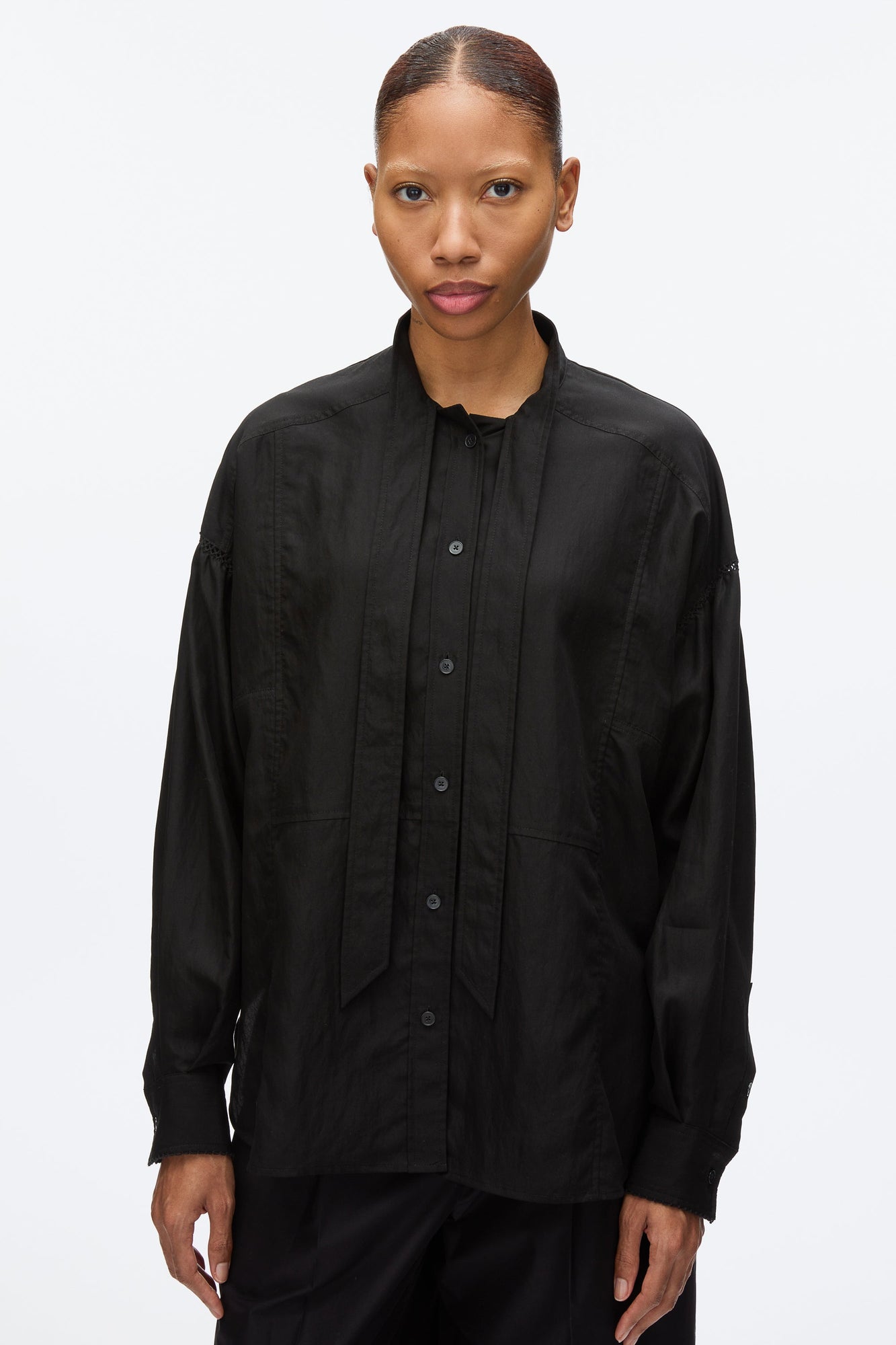 Tie Neck Blouse | Black