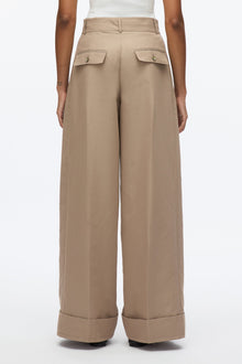 Petite Pleated Wide Leg Trouser | Stone Grey