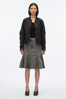 Zip Cocoon Back Bomber Jacket | Black