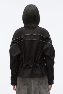 Zip Cocoon Back Bomber Jacket | Black
