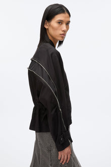 Zip Cocoon Back Bomber Jacket | Black