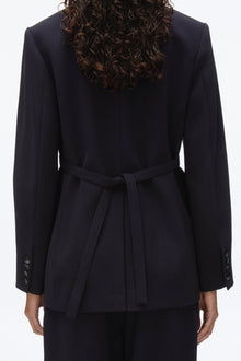 Layered Blazer with Tie Belt | Midnight