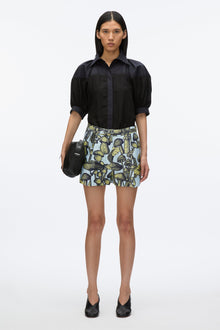 Ethereal Mushroom Single Pleat Short | Sky Blue Multi