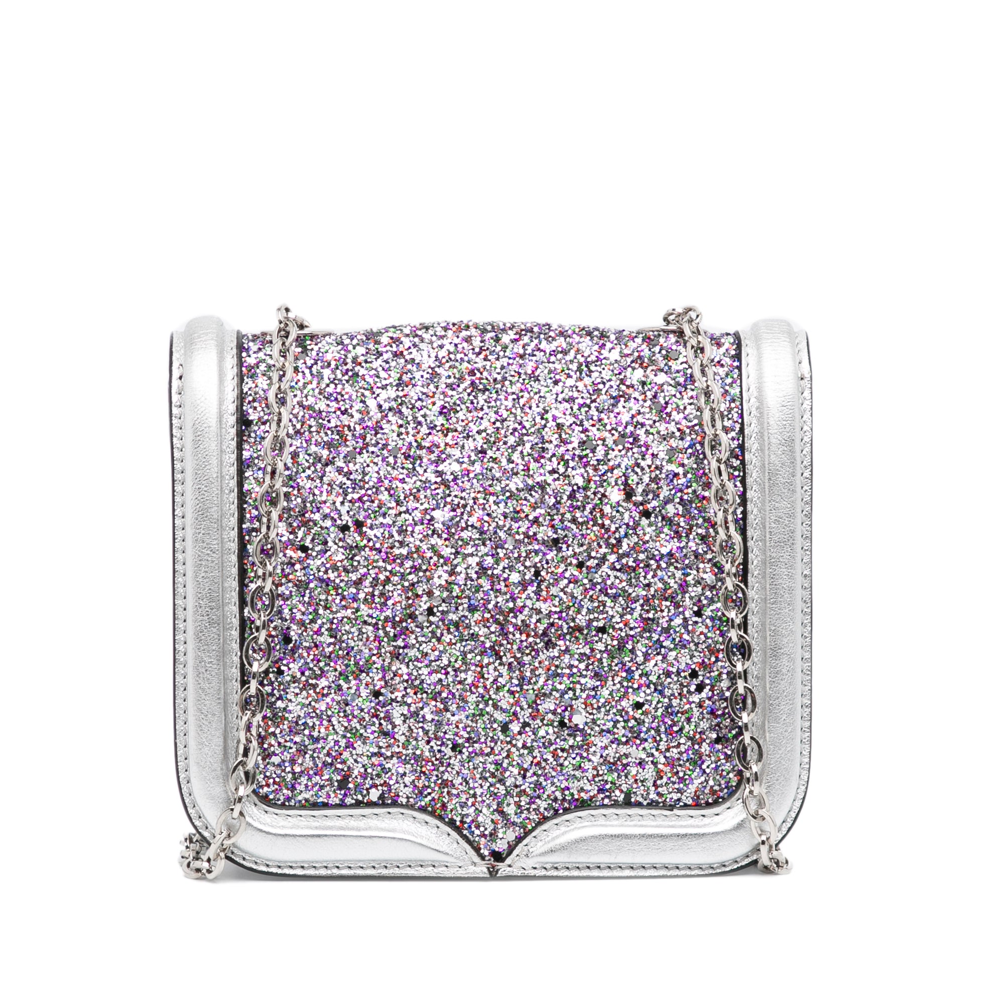 Alexander McQueen Pre-Owned Mini Metallic Glitter Heroine Crossbody | Women | Silver