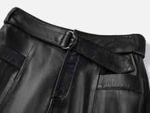 High-Waisted Lambskin Skirt | Black
