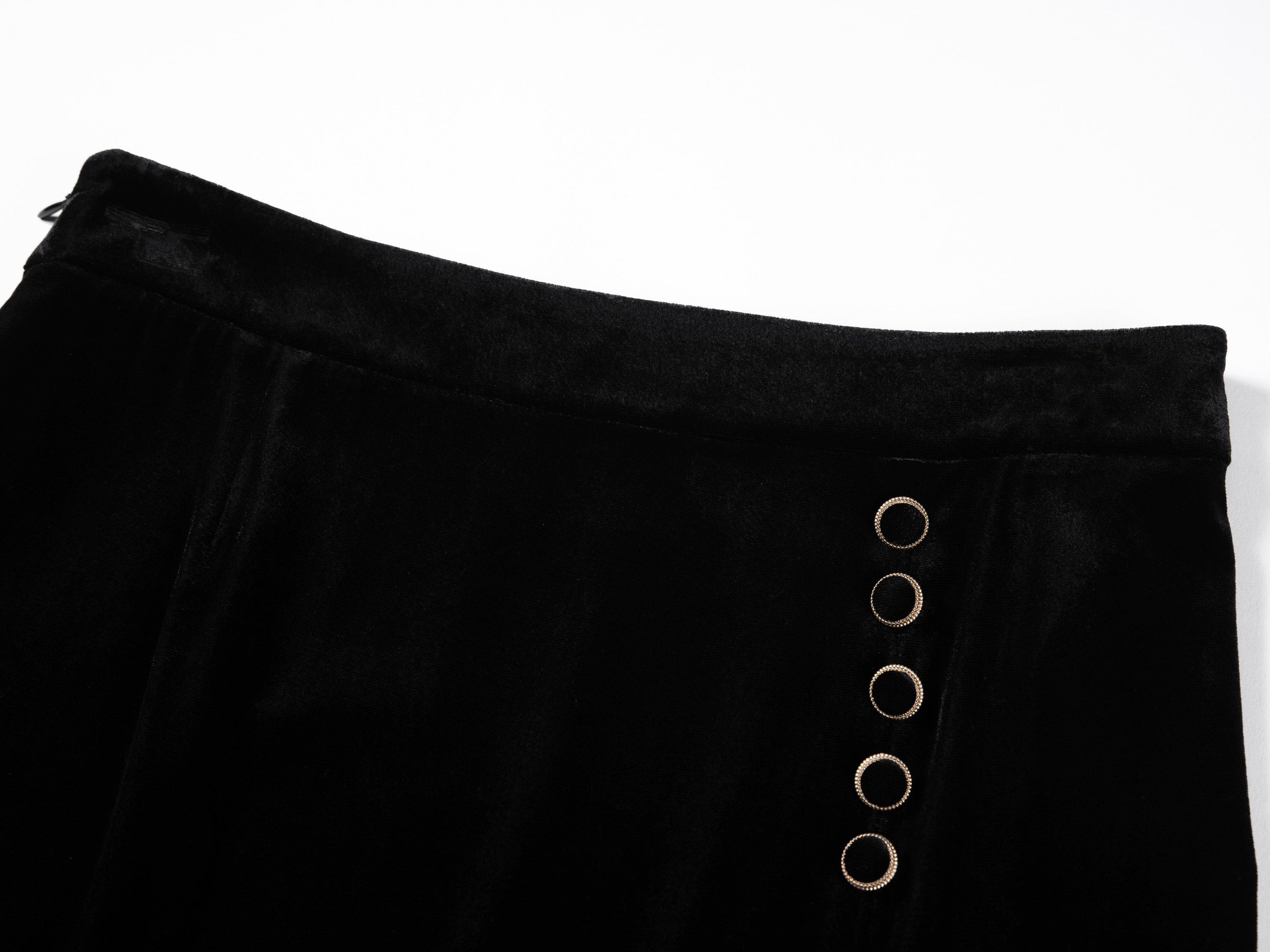 Velvet Mulberry Silk Midi Skirt | Black