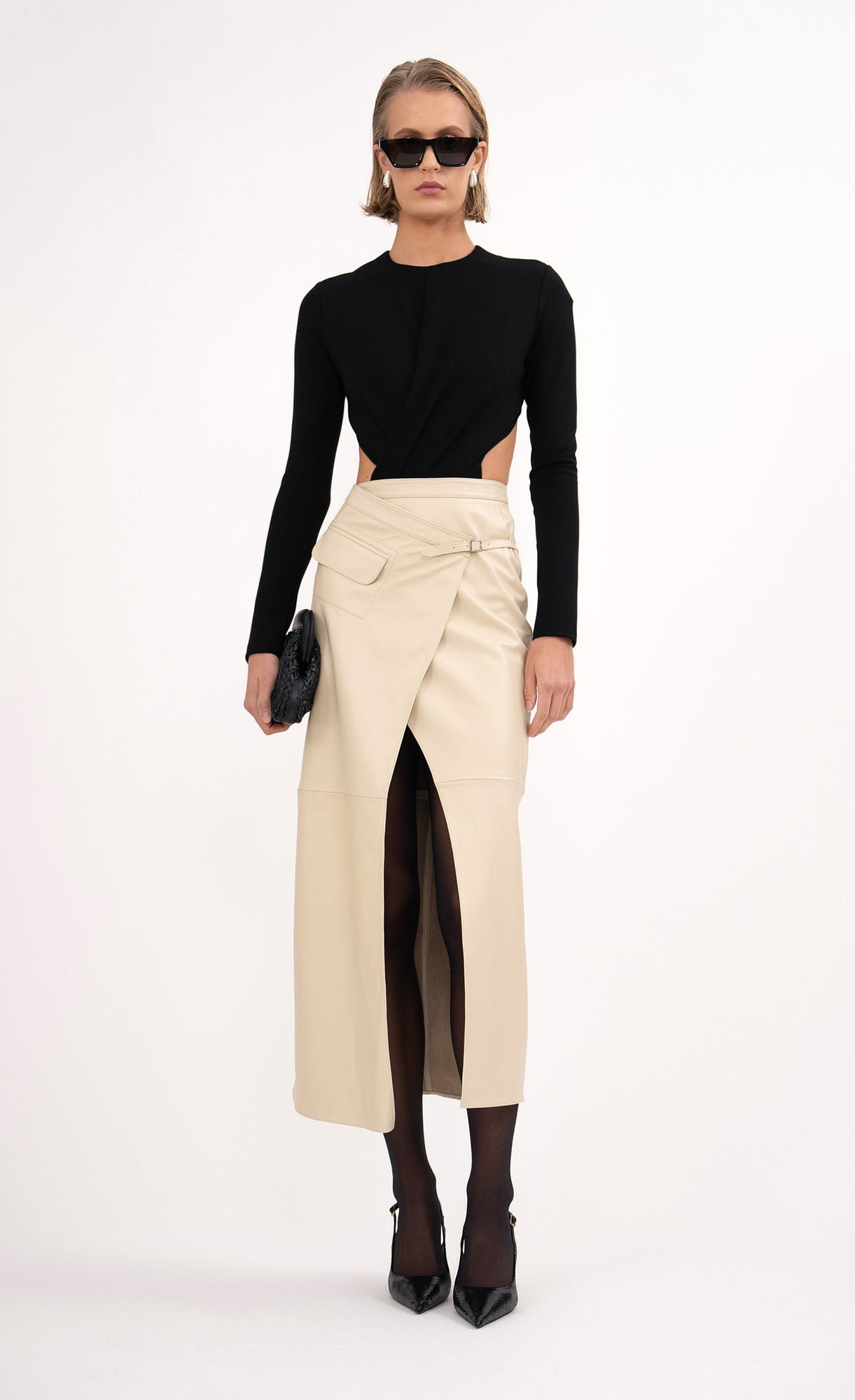 Celeste Leather Skirt | Crema