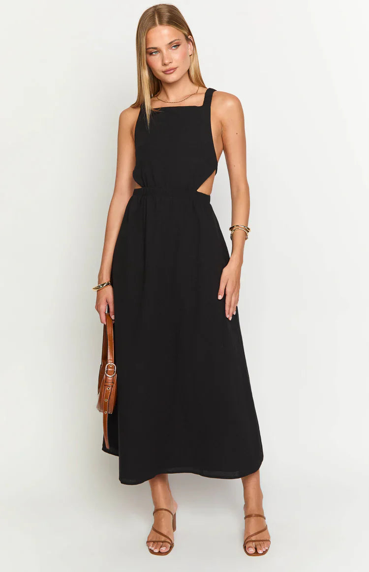 Kensie Backless Midi Dress | Black