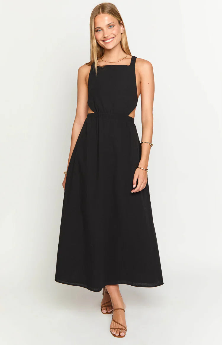 Kensie Backless Midi Dress | Black