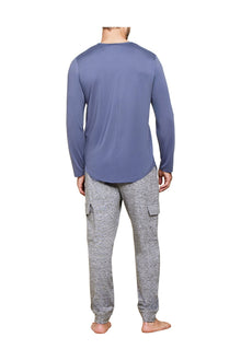Mens | Malibu Collection Butterchic Long Sleeve Henley | Cosmic Blue