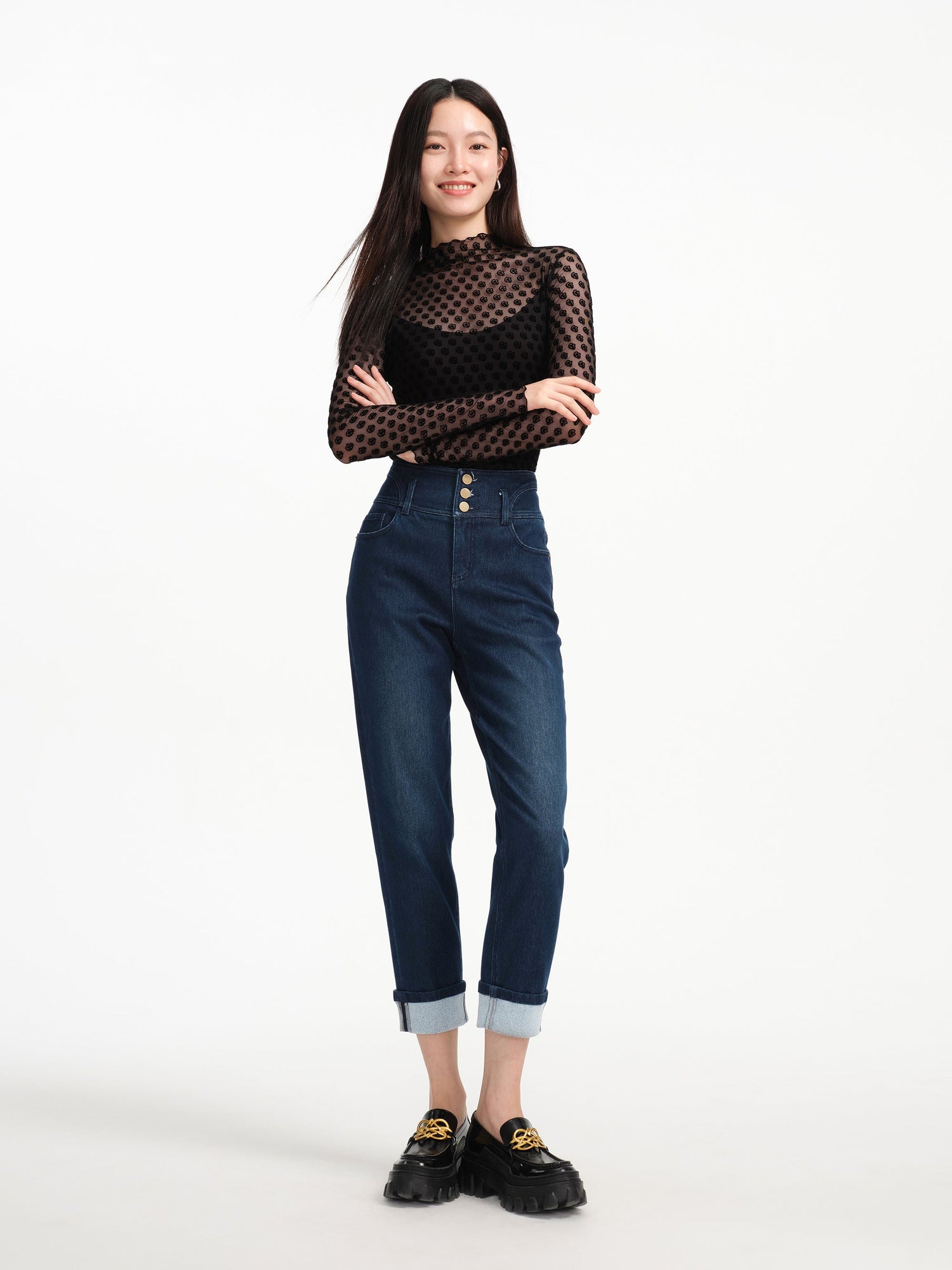 Seamlessly Logo Long-Sleeve Top | Black