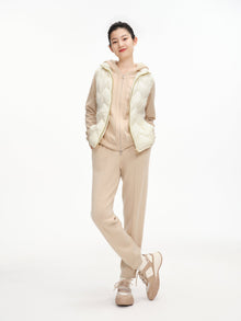 Knitted Panel Down-Padded Gilet | Beige