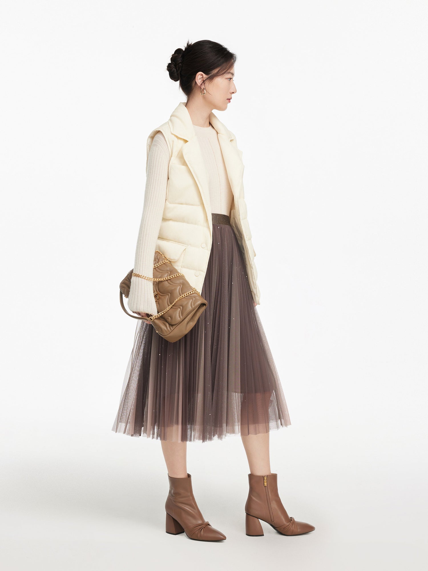 Turtleneck Beaded Cashmere Sweater | White