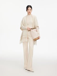 Turtleneck Beaded Cashmere Sweater | White