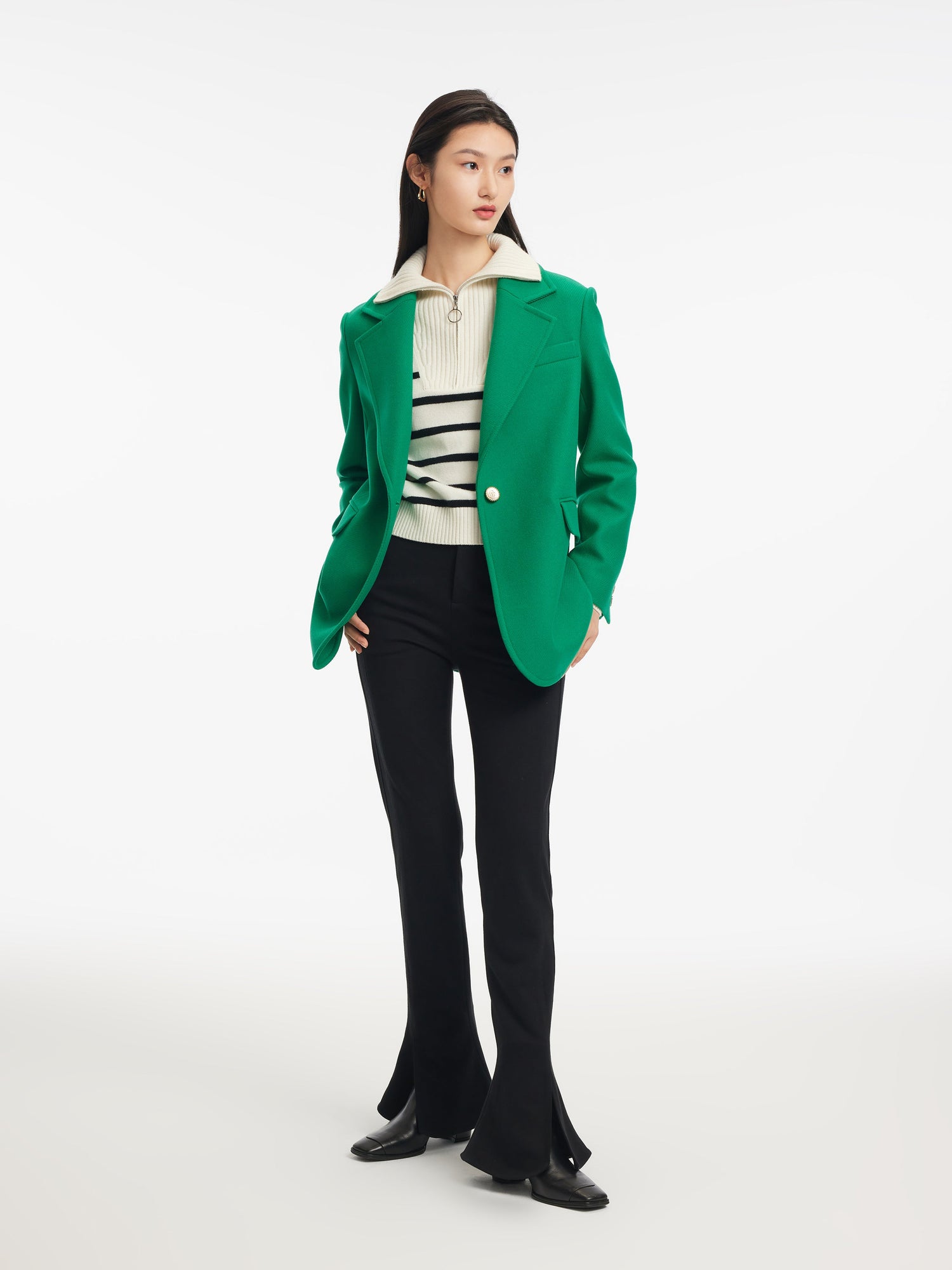 High-waisted Bootcut Pants | Black