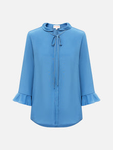 Silk Pleated Blouse | Blue