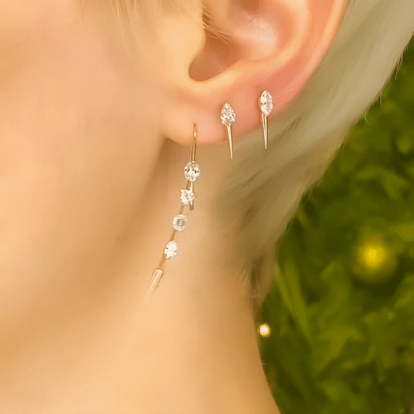 Diamond Foundry x AP Diamond Spike Studs styled on a ear gif
