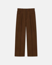 Mens | Elston Barrel-Leg Wool Pants | Umber