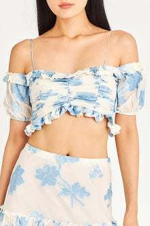 Womens | Emalin Cropped Off-Shoulder Top | Blueberry Forest