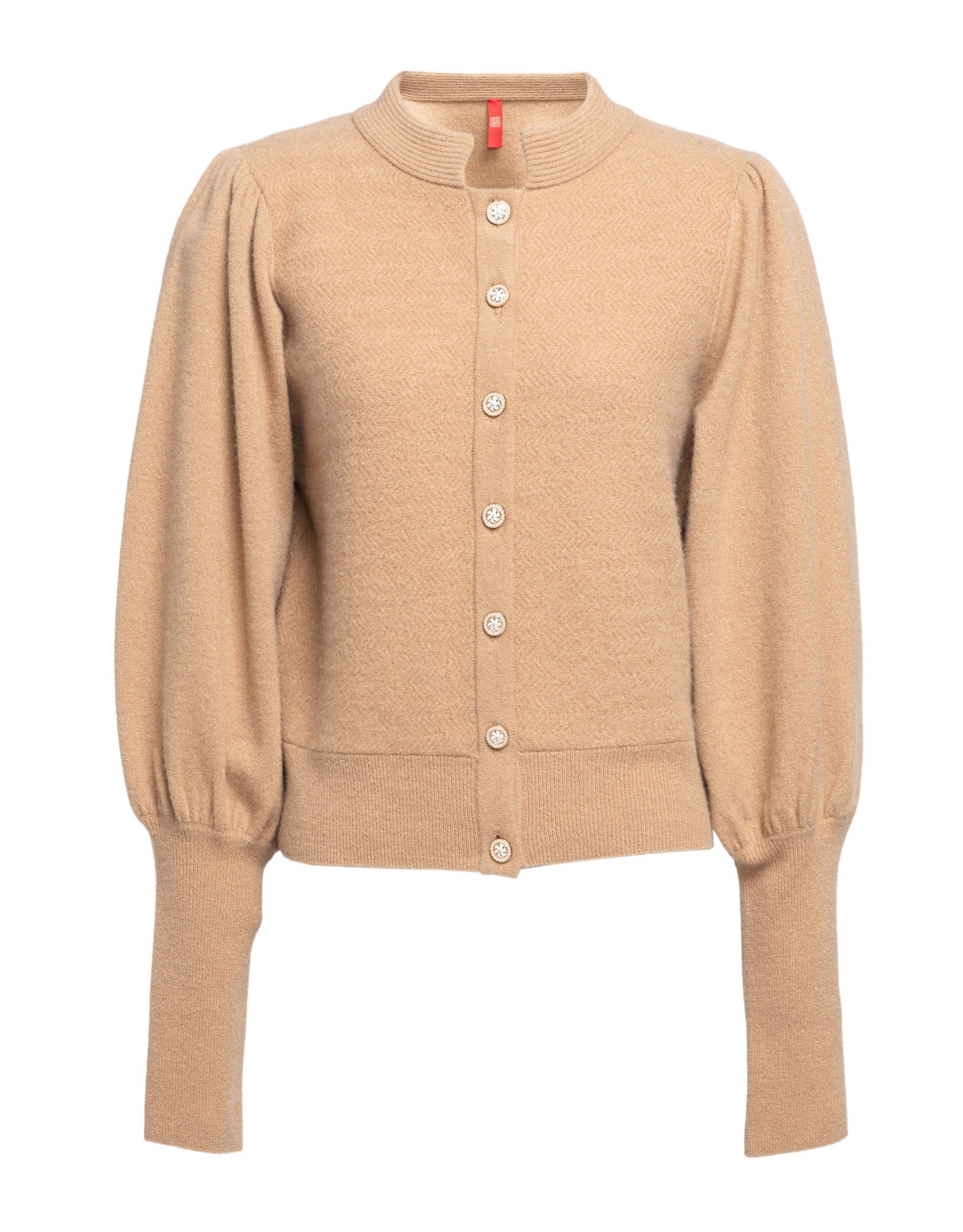 Puff Sleeve Knit Cardigan | Camel